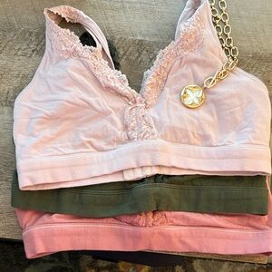 Fruit of the Loom Pink and Green Lace Trim Bras